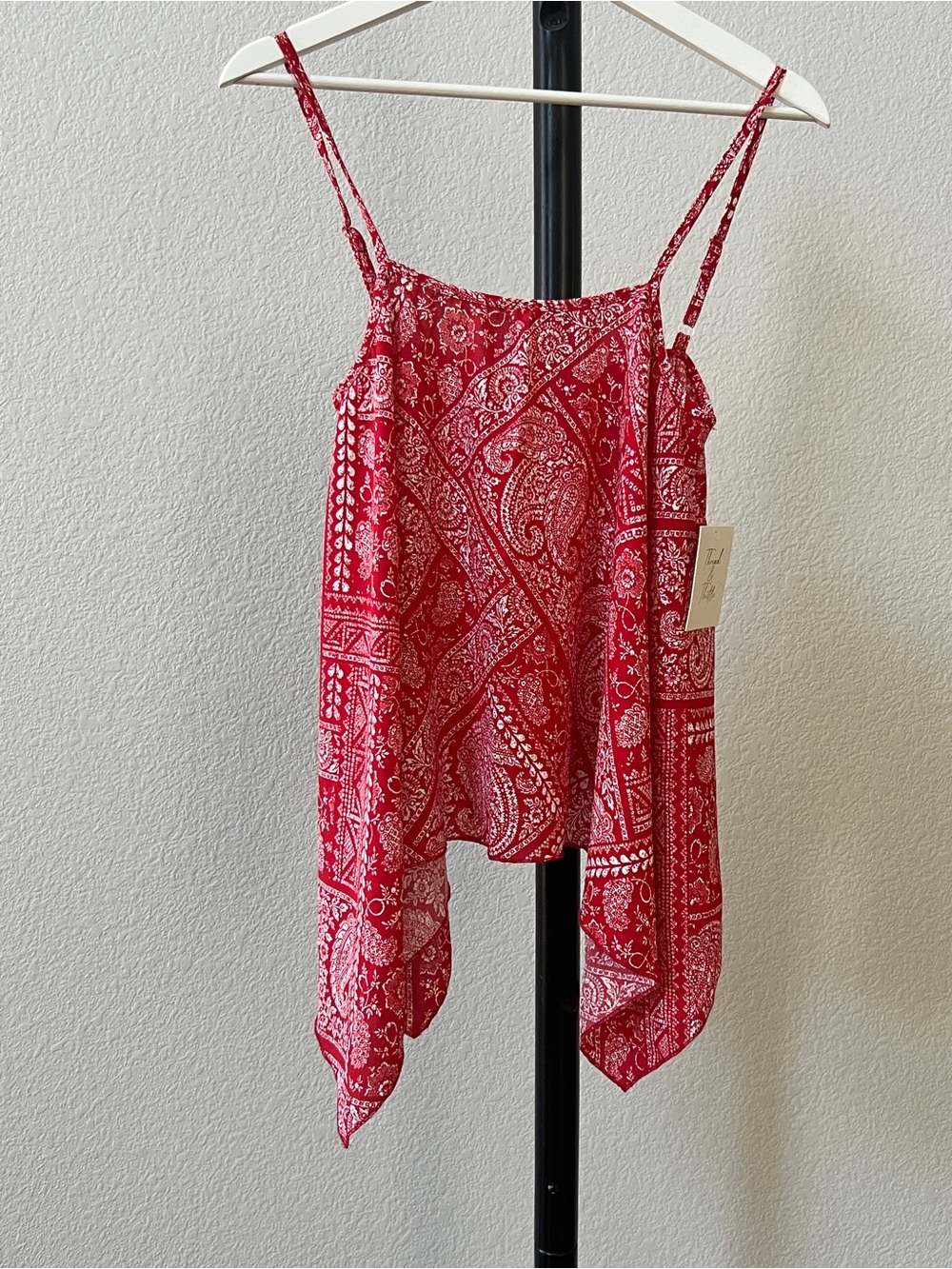 Women’s Red Paisley Handkerchief Hem Camisole